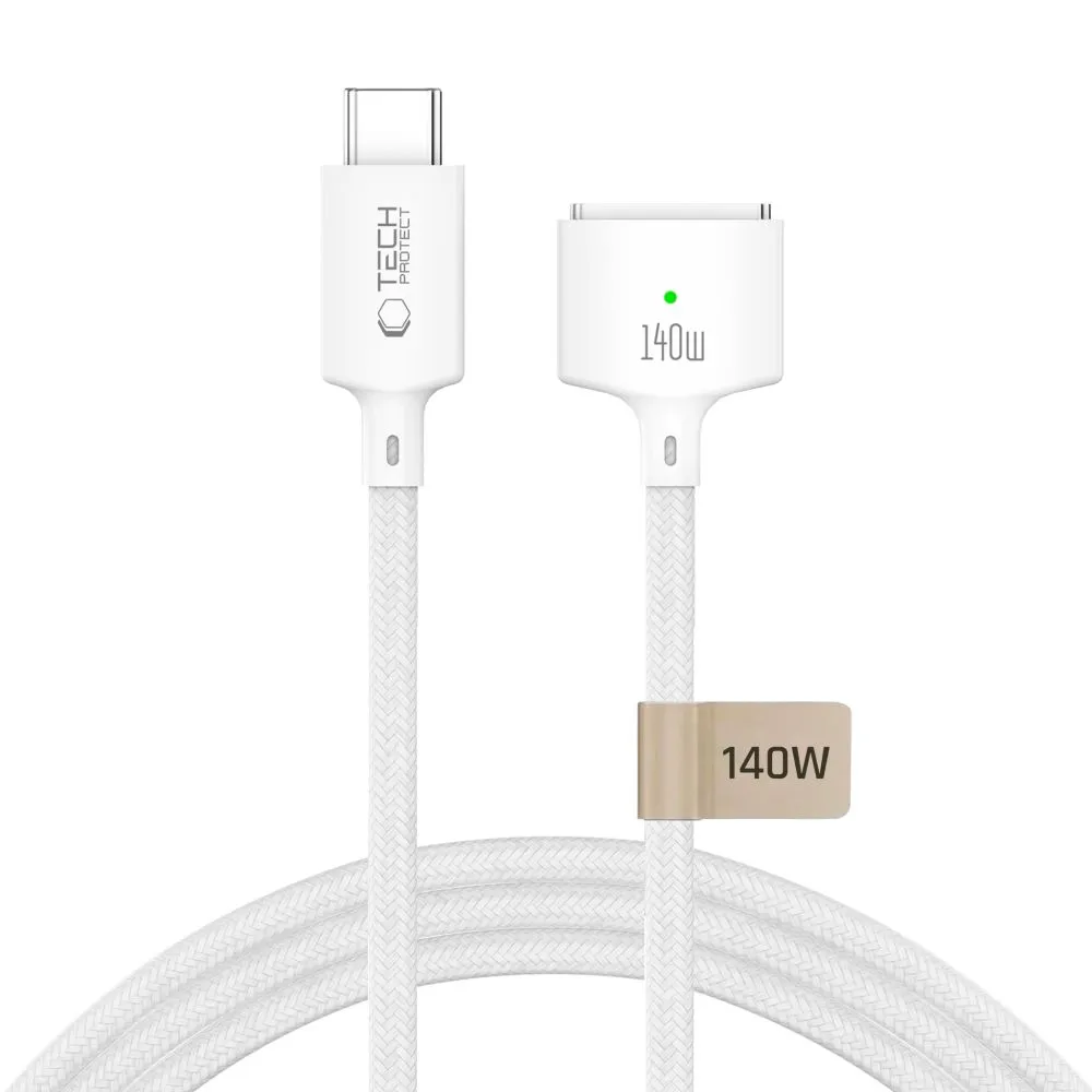 Cavo di Ricarica Tech-Protect MMC01 Ultraboost, USB-C - MagSafe 3, 140W, 3m, Bianco - immagine 1