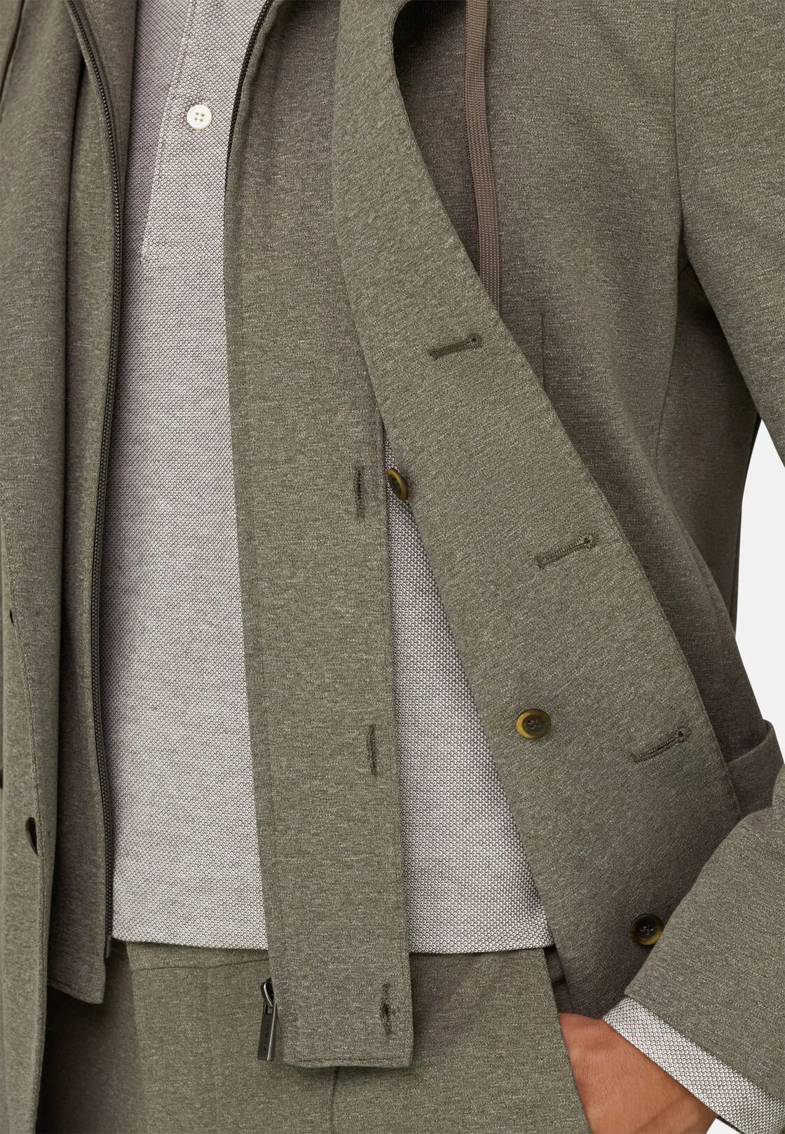 Boggi, Giacca Felpa Madison In Misto Cotone Elasticizzato, Uomo, Marrone, Taglia: 54 - immagine 3