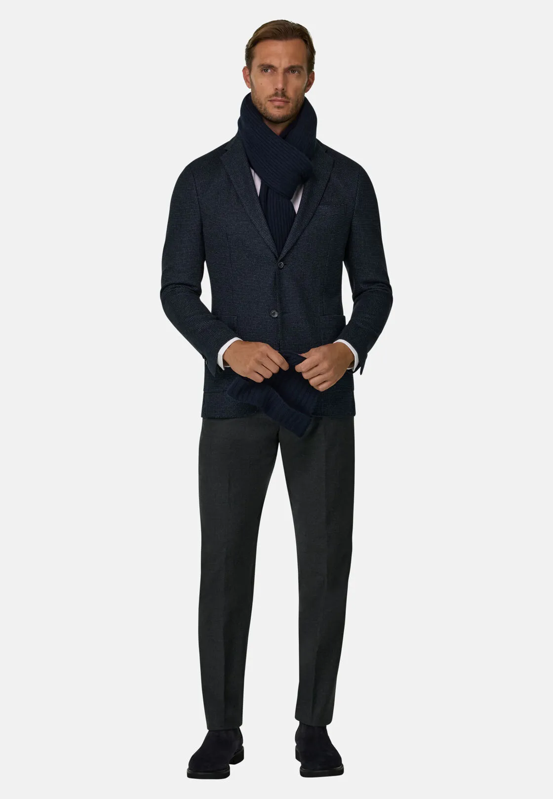 Boggi, Giacca Micro Fantasia In Misto Cotone B Jersey, Uomo, Navy, Taglia: 46 - immagine 2