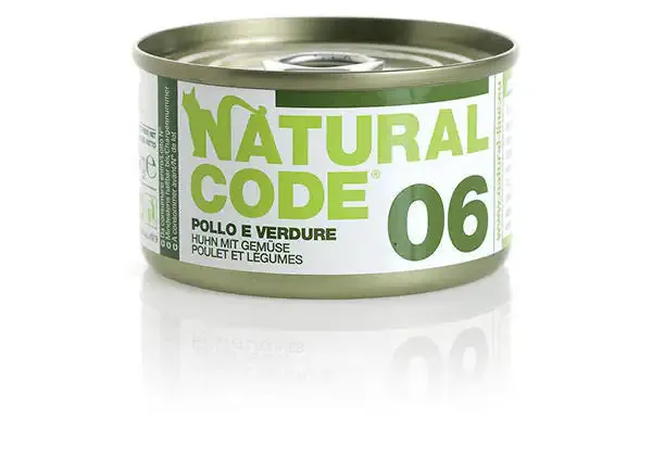 Natural Code acqua di cottura 85 gr 06 - Pollo e Verdure - confezione da 24 pezzi - Cibo umido per gatti - immagine 1