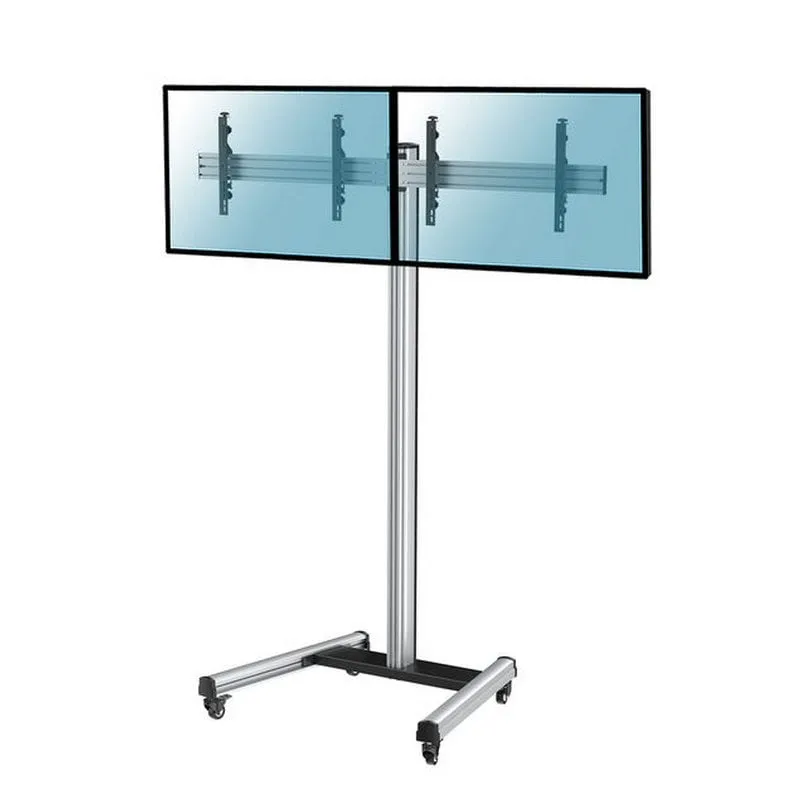 Kimex Supporto da Terra con Ruote per 2 Schermi TV 43"-49" Altezza 240cm VESA 400x400 Max 50Kg - immagine 1