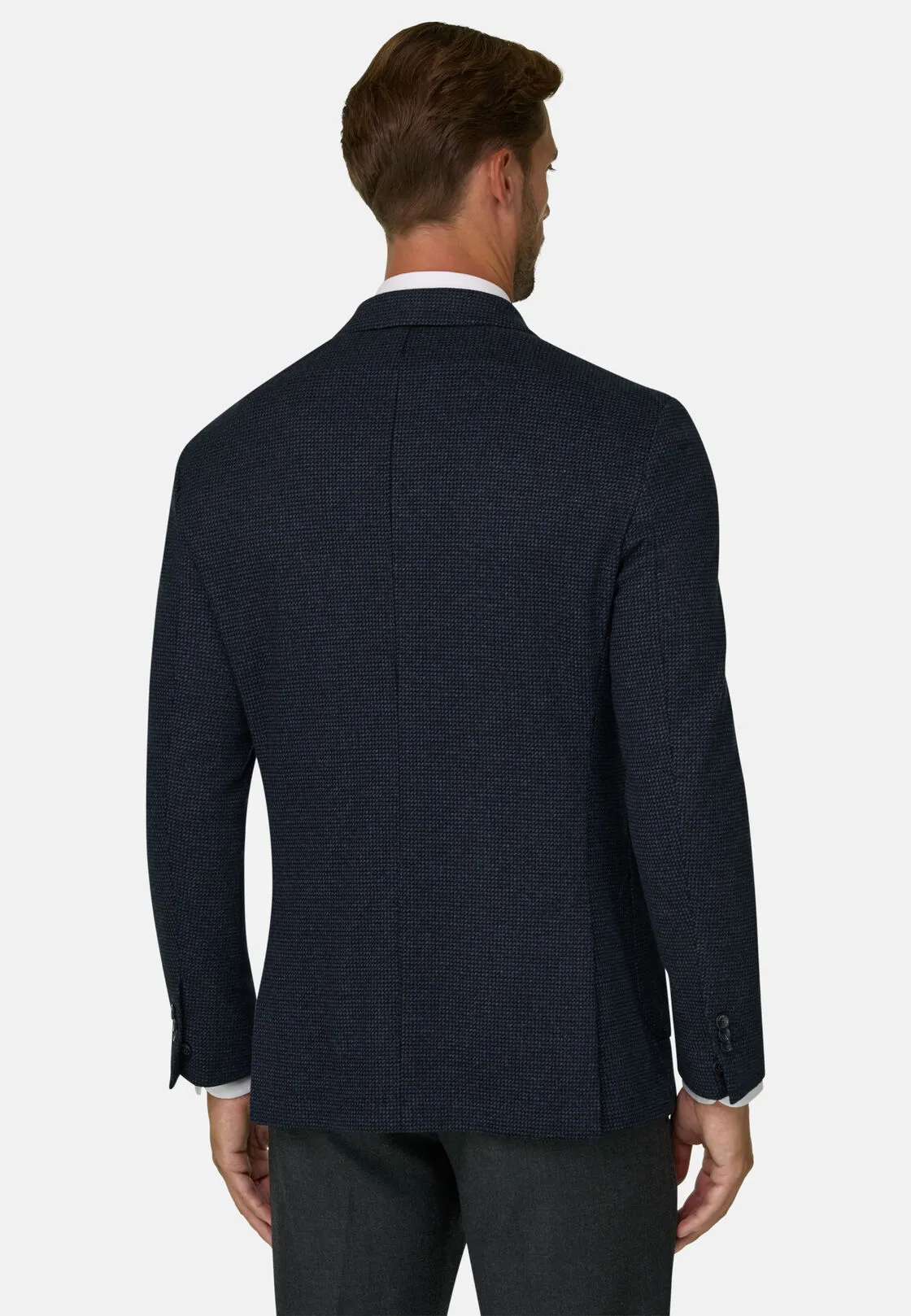 Boggi, Giacca Micro Fantasia In Misto Cotone B Jersey, Uomo, Navy, Taglia: 48 - immagine 4
