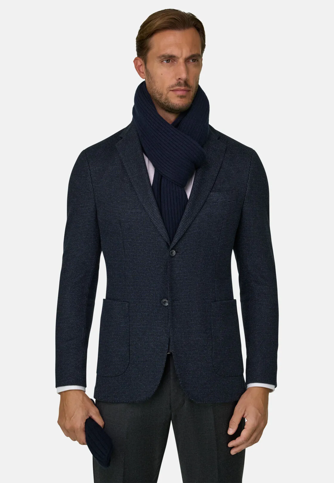 Boggi, Giacca Micro Fantasia In Misto Cotone B Jersey, Uomo, Navy, Taglia: 60 - immagine 1