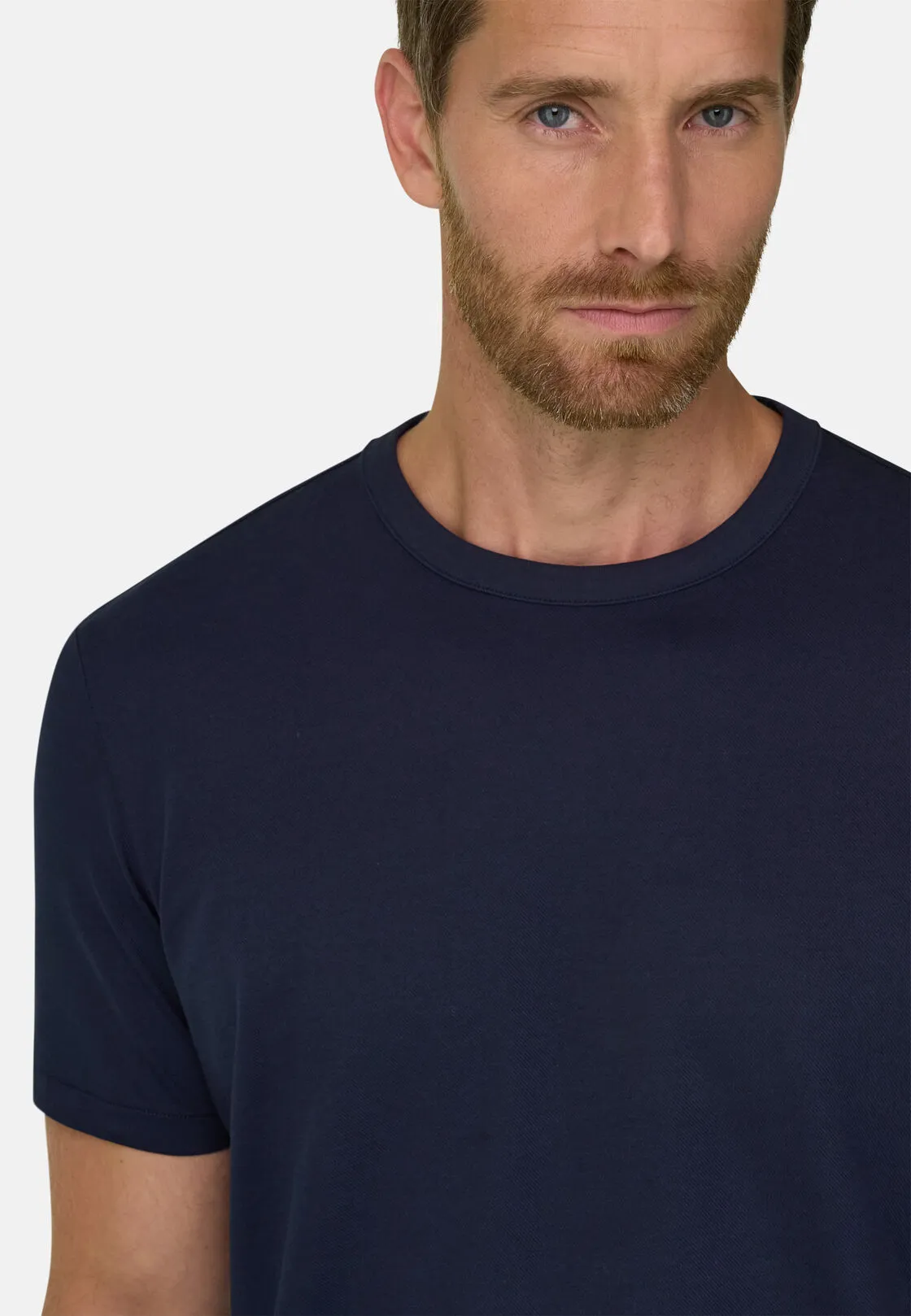 Boggi, T-shirt In Jersey Diagonale Misto Cotone B Tech, Uomo, Navy, Taglia: L - immagine 3