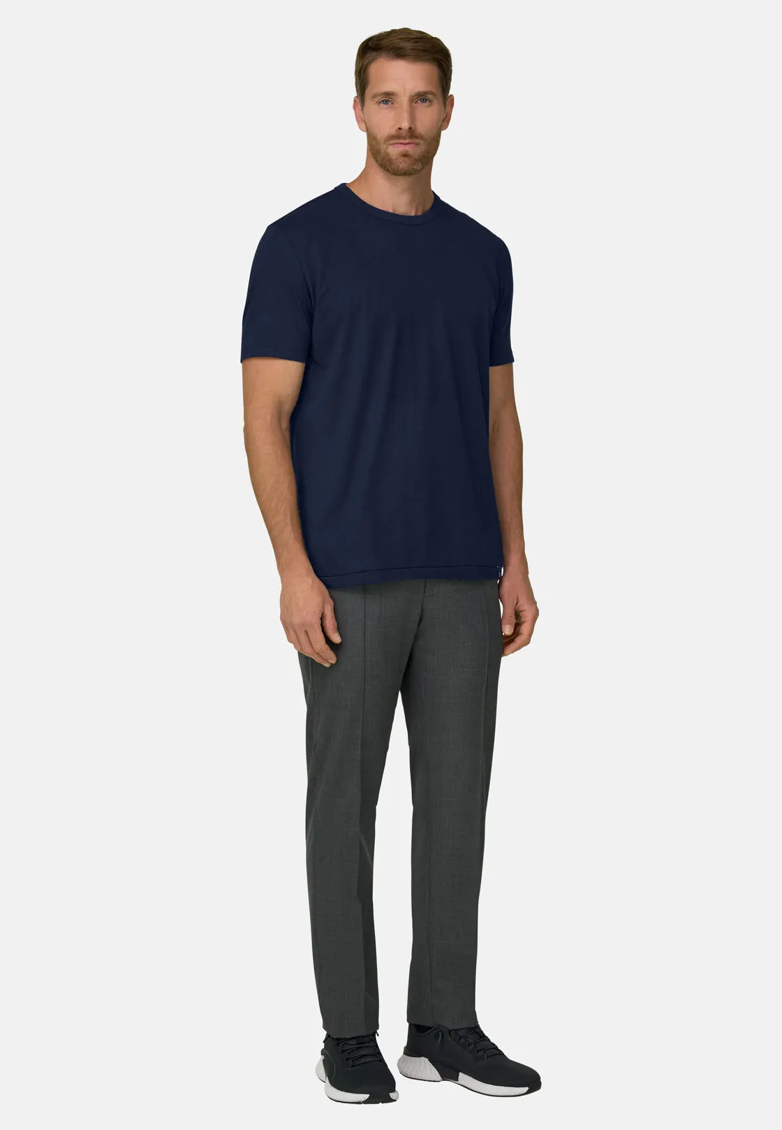 Boggi, T-shirt In Jersey Diagonale Misto Cotone B Tech, Uomo, Navy, Taglia: M - immagine 2