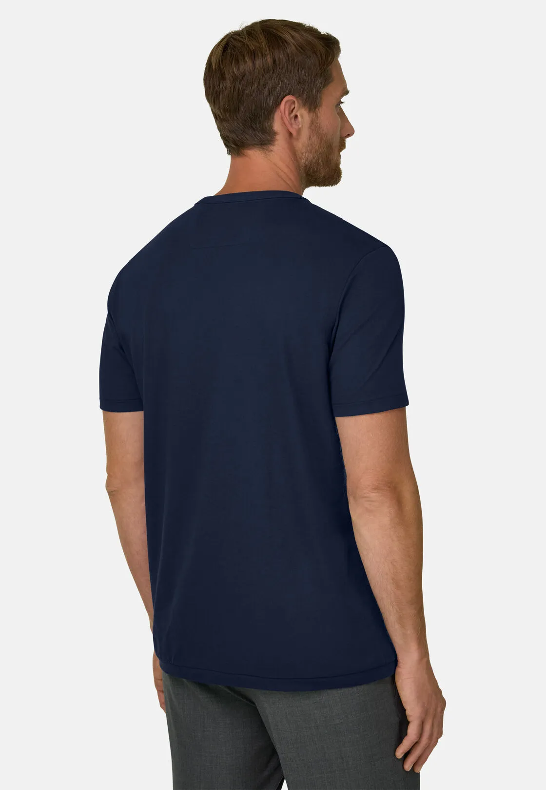 Boggi, T-shirt In Jersey Diagonale Misto Cotone B Tech, Uomo, Navy, Taglia: M - immagine 4