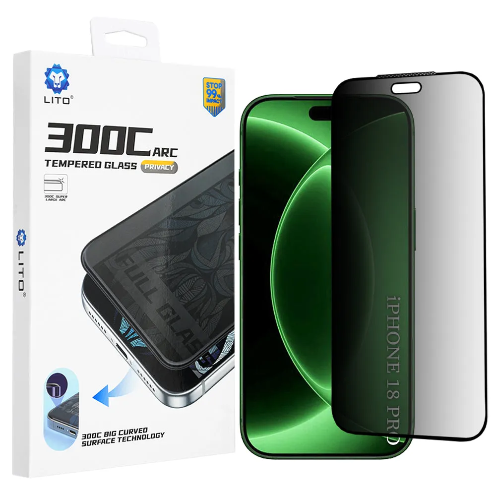 Pellicola protettiva per schermo Privacy Lito D+ Max 300C per Apple iPhone 18 Pro, Vetro temperato, Full Glue - immagine 1