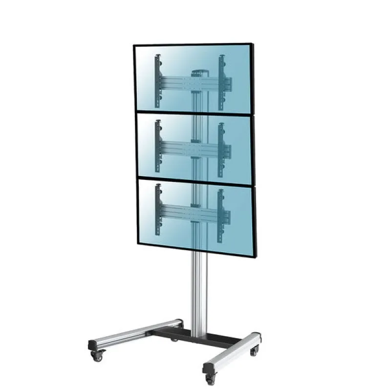 Kimex Supporto da Terra con Ruote per 3 Schermi TV 40"-65" Altezza 240cm VESA 600x400 Max 50Kg - immagine 1