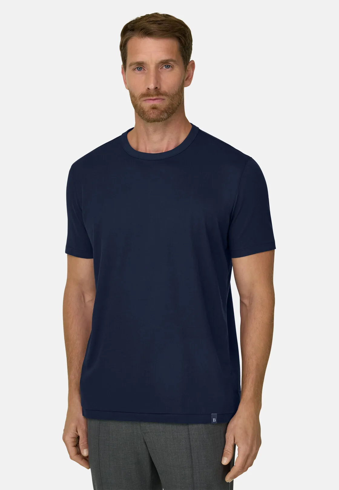 Boggi, T-shirt In Jersey Diagonale Misto Cotone B Tech, Uomo, Navy, Taglia: XXL - immagine 1