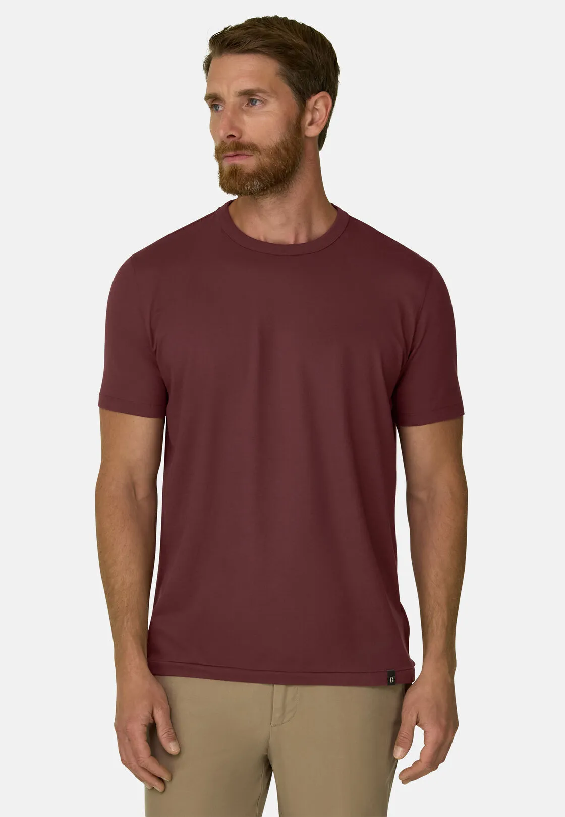 Boggi, T-shirt In Jersey Diagonale Misto Cotone B Tech, Uomo, Rouge, Taglia: L - immagine 1