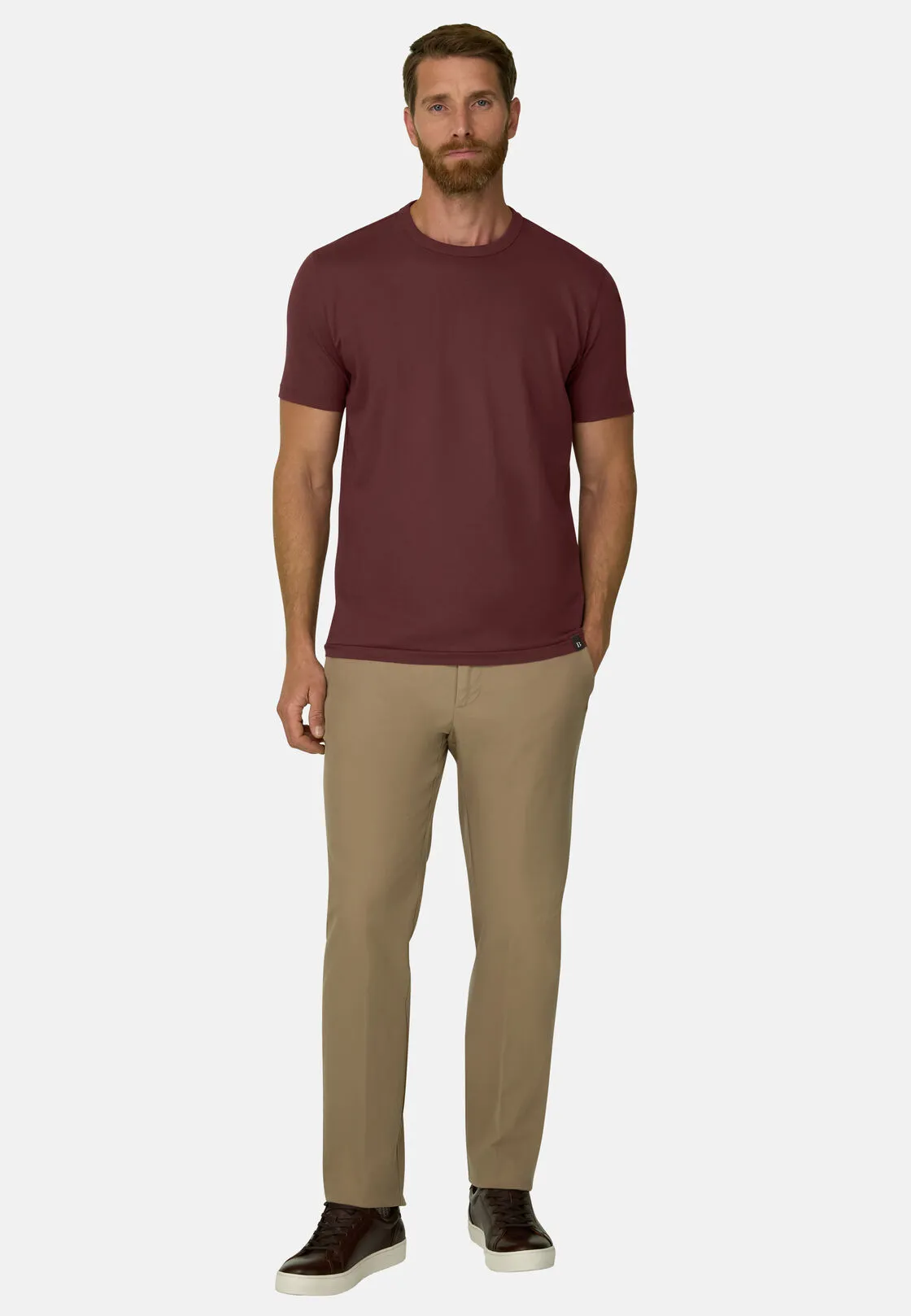 Boggi, T-shirt In Jersey Diagonale Misto Cotone B Tech, Uomo, Rouge, Taglia: L - immagine 2