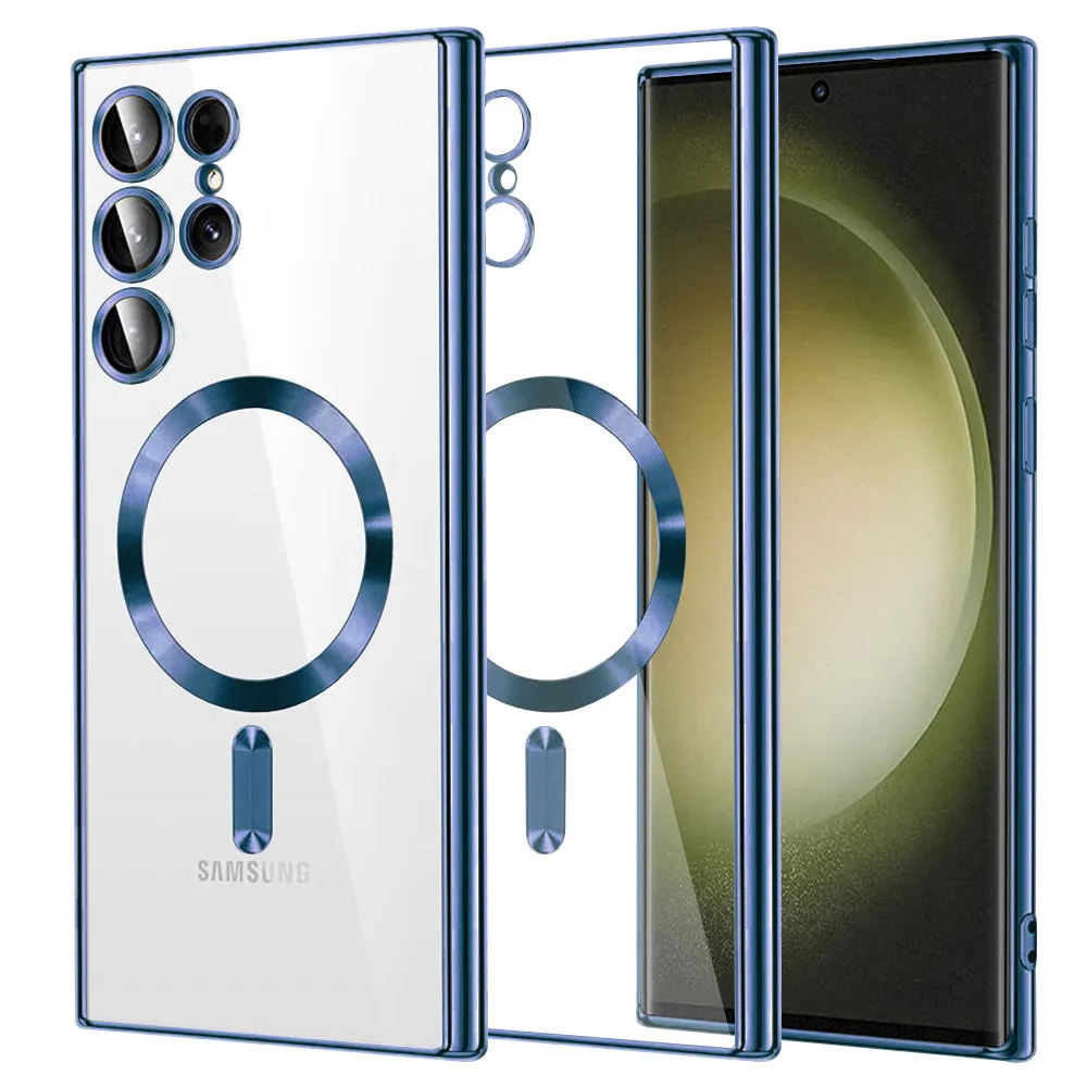 Custodia MagSafe per Samsung Galaxy S23 Ultra S918, Techsuit, Luxury Crystal, Blu Scuro - immagine 1