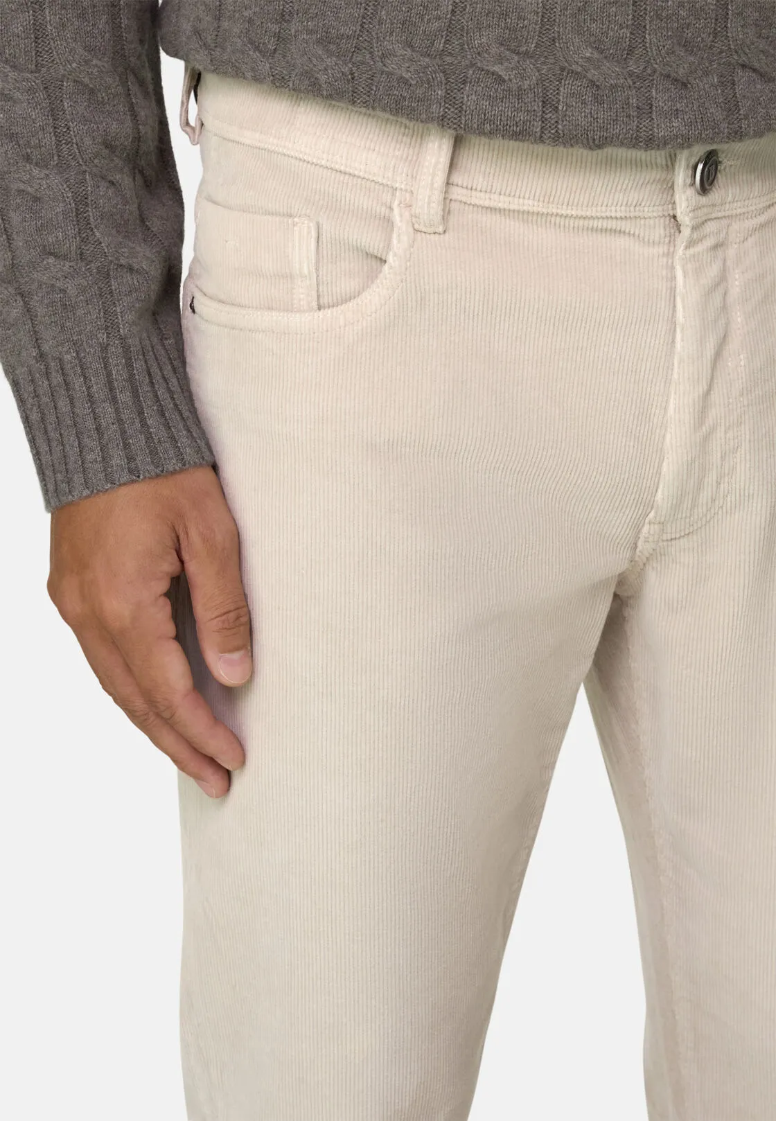Boggi, Jeans In Velluto Elasticizzato, Uomo, Sabbia, Taglia: 31 - immagine 3