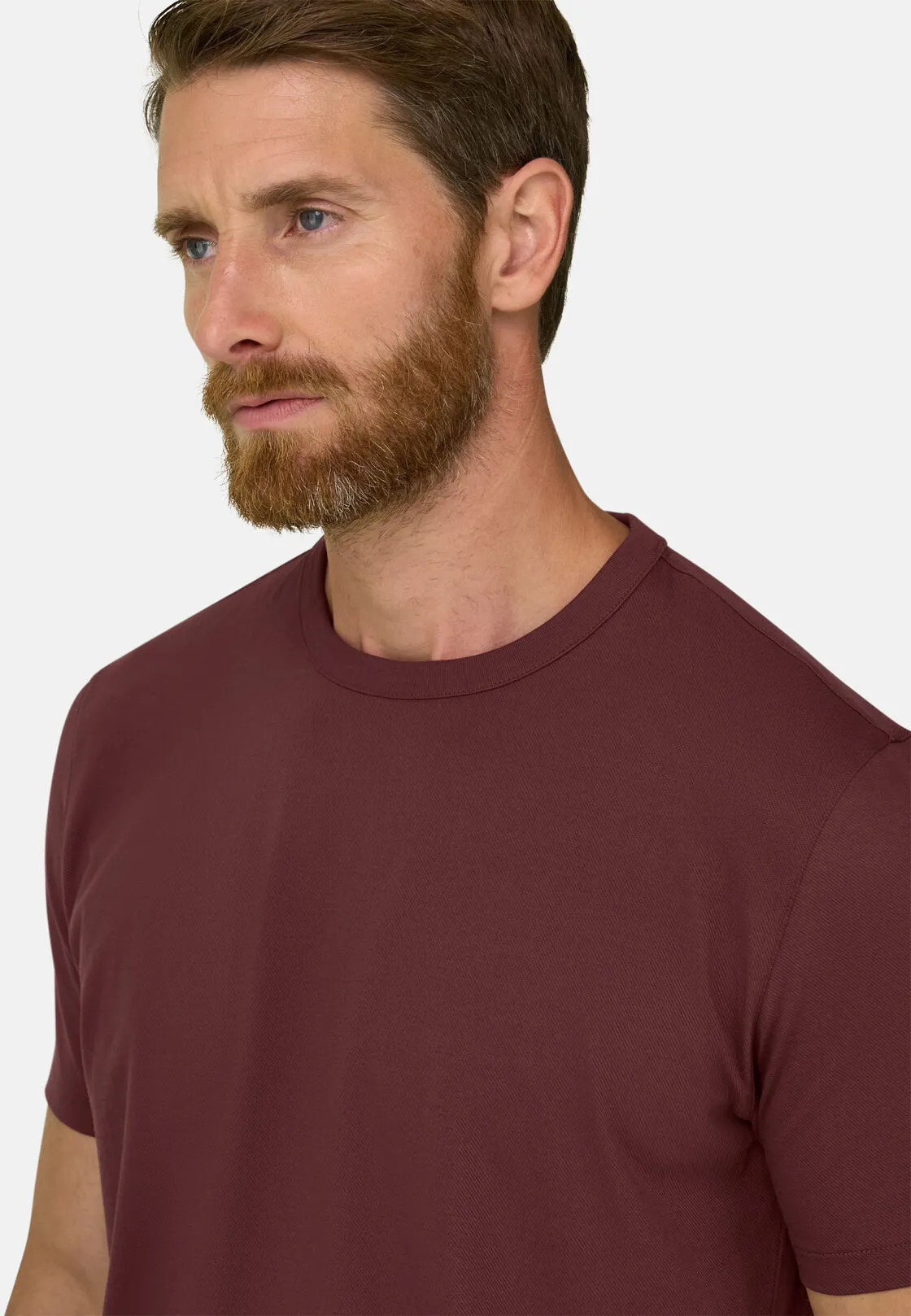 Boggi, T-shirt In Jersey Diagonale Misto Cotone B Tech, Uomo, Rouge, Taglia: S - immagine 3