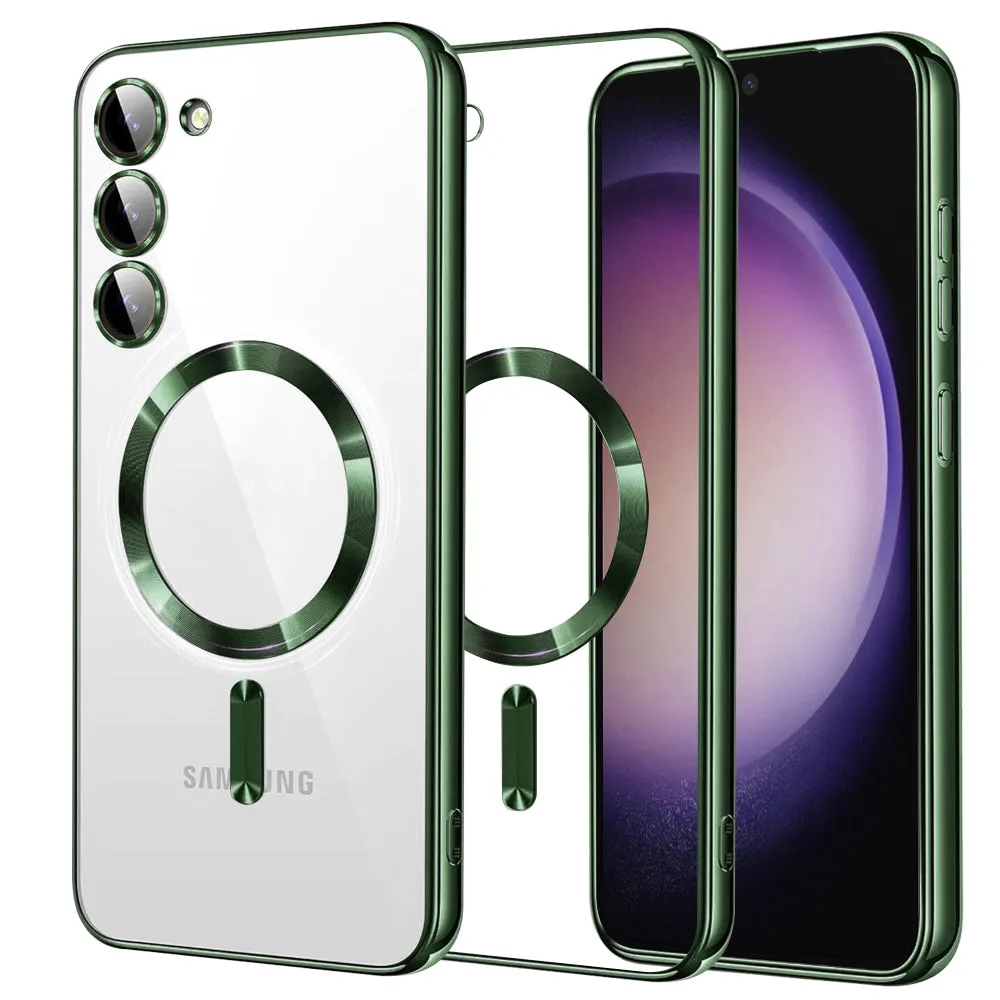 Custodia MagSafe per Samsung Galaxy S23 S911, Techsuit, Luxury Crystal, Verde Scuro - immagine 1
