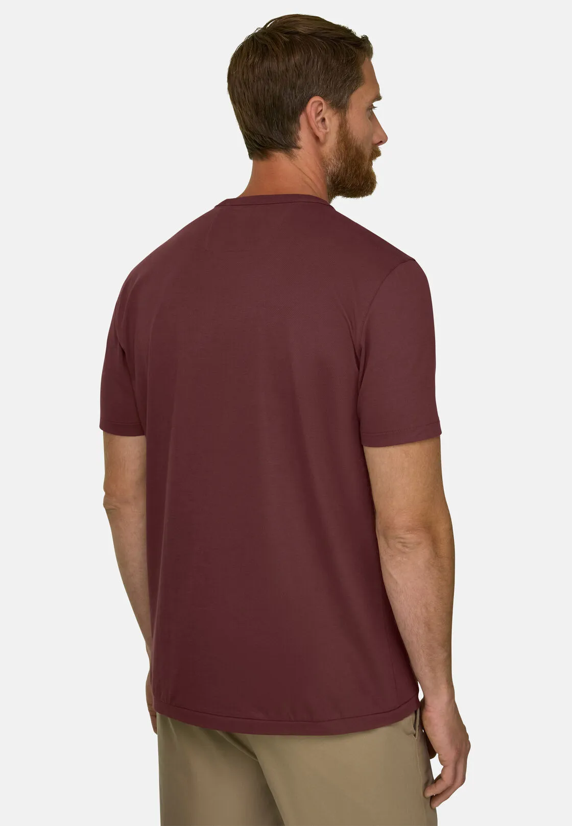 Boggi, T-shirt In Jersey Diagonale Misto Cotone B Tech, Uomo, Rouge, Taglia: XL - immagine 4