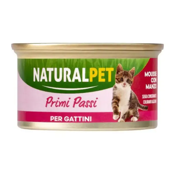 NaturalPet Cat Kitten Primi Passi Mousse 85 gr Manzo - confezione da 6 pezzi - immagine 1