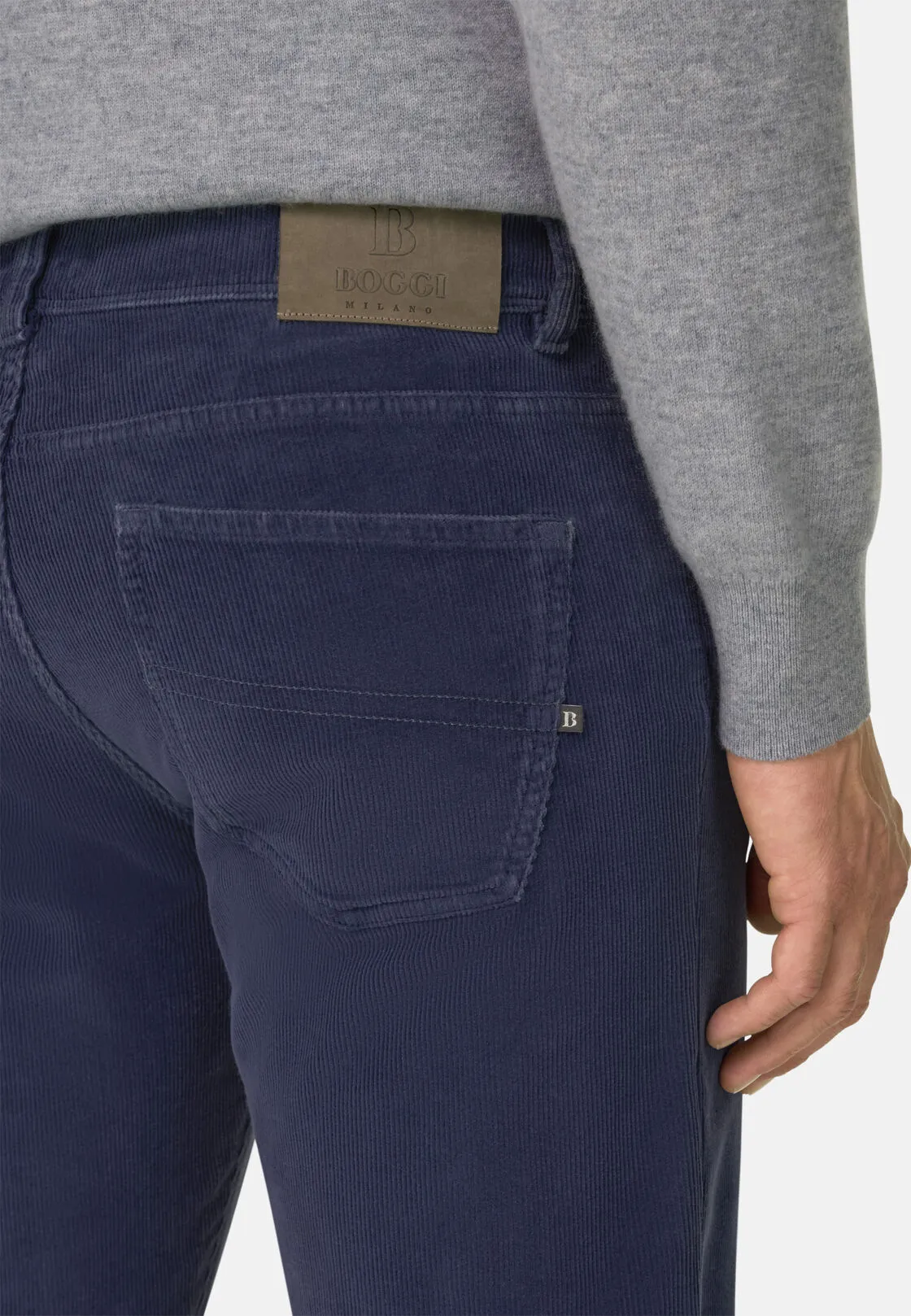 Boggi, Jeans In Velluto Elasticizzato, Uomo, Indaco, Taglia: 40 - immagine 3