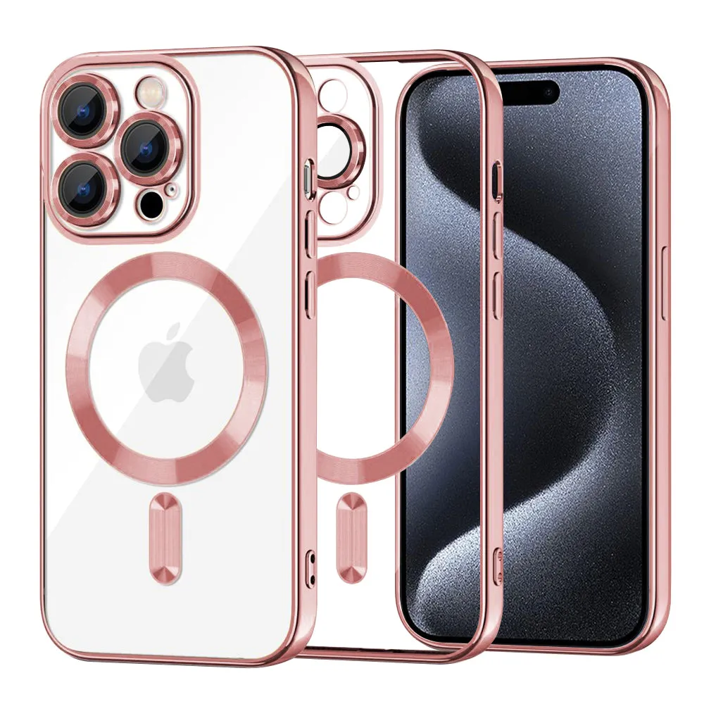 Custodia MagSafe per Apple iPhone 15 Pro, Techsuit, Luxury Crystal, Rosa - immagine 1