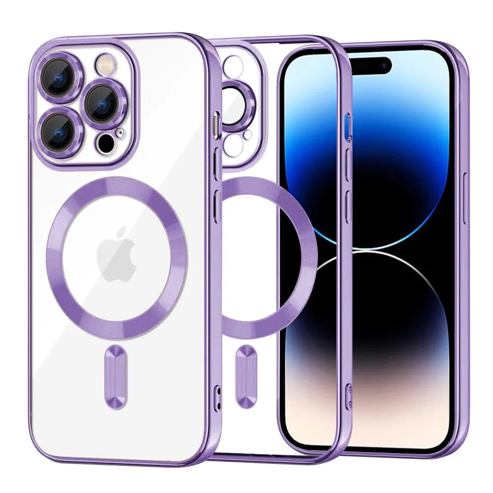 Custodia MagSafe per Apple iPhone 14 Pro, Techsuit, Luxury Crystal, Viola Chiaro - immagine 1