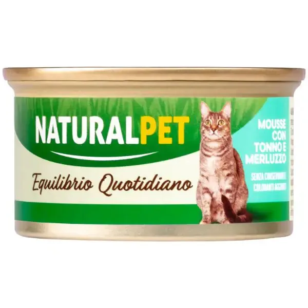 NaturalPet Cat Adult Mousse Equilibrio Quotidiano 85 gr Tonno e merluzzo - confezione da 6 pezzi - immagine 1