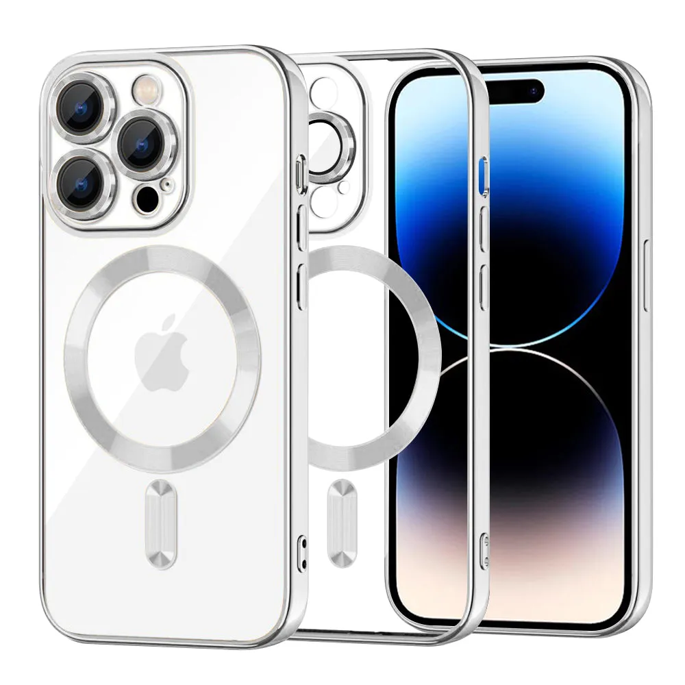 Custodia MagSafe per Apple iPhone 14 Pro, Techsuit, Luxury Crystal, Argento - immagine 1