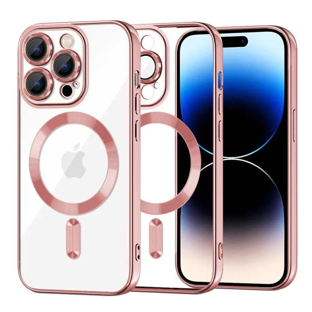 Custodia MagSafe per Apple iPhone 14 Pro, Techsuit, Luxury Crystal, Rosa - immagine 1