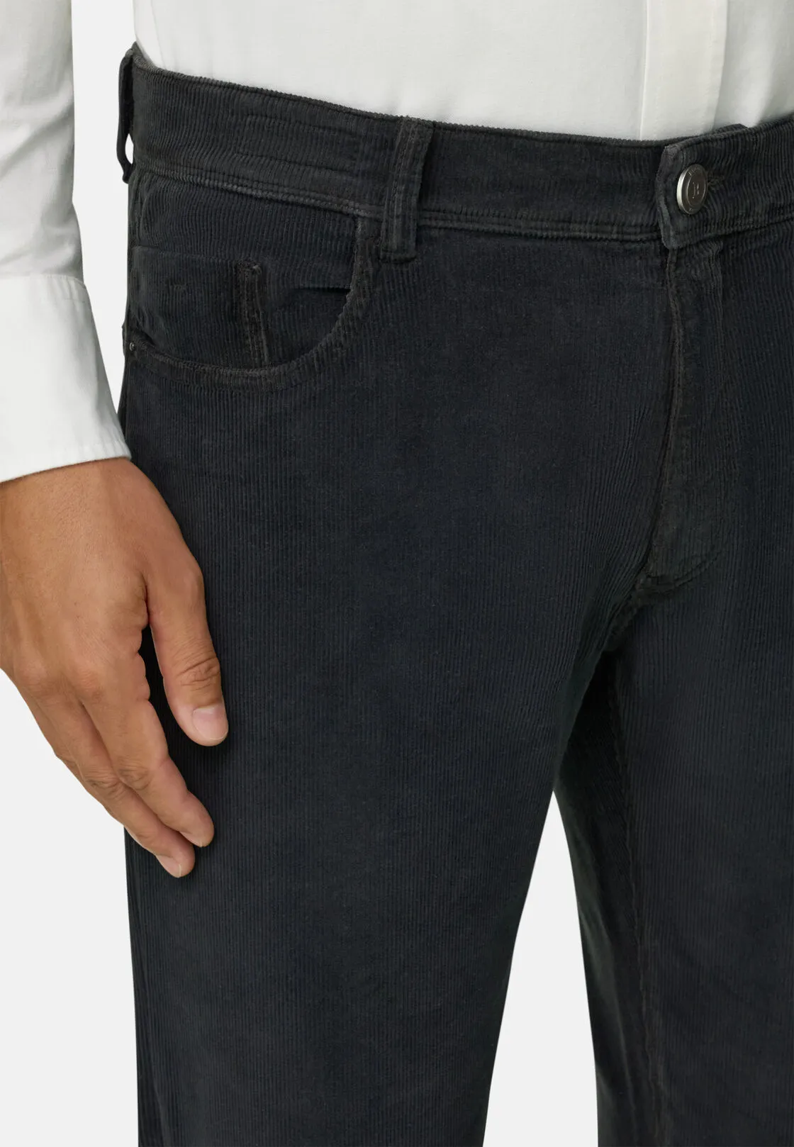 Boggi, Jeans In Velluto Elasticizzato, Uomo, Carbone, Taglia: 40 - immagine 3