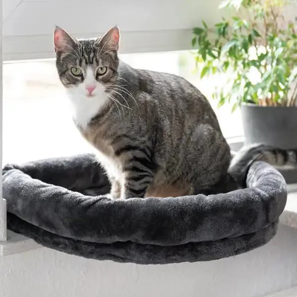 Amaca da davanzale cuccia per gatti in peluche CanadianCat Grigio - Cuccia per gatti - immagine 1