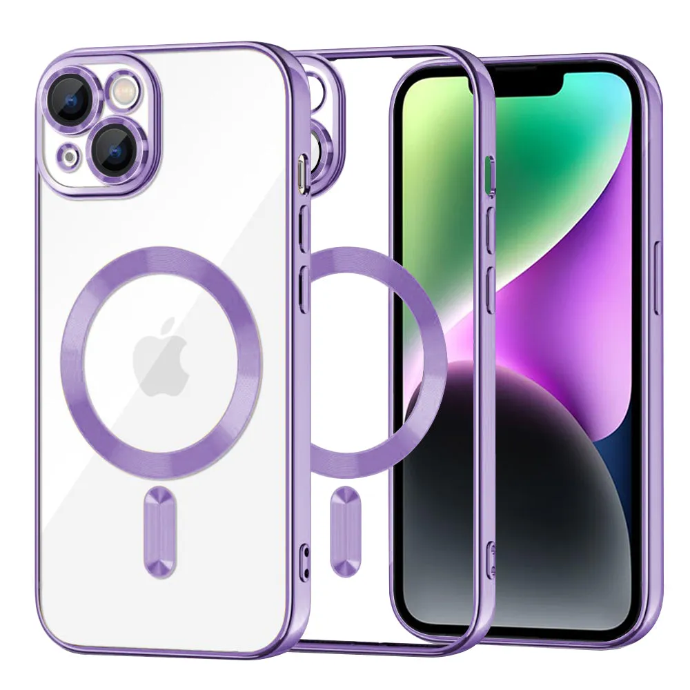 Custodia MagSafe per Apple iPhone 14, Techsuit, Luxury Crystal, Viola Chiaro - immagine 1