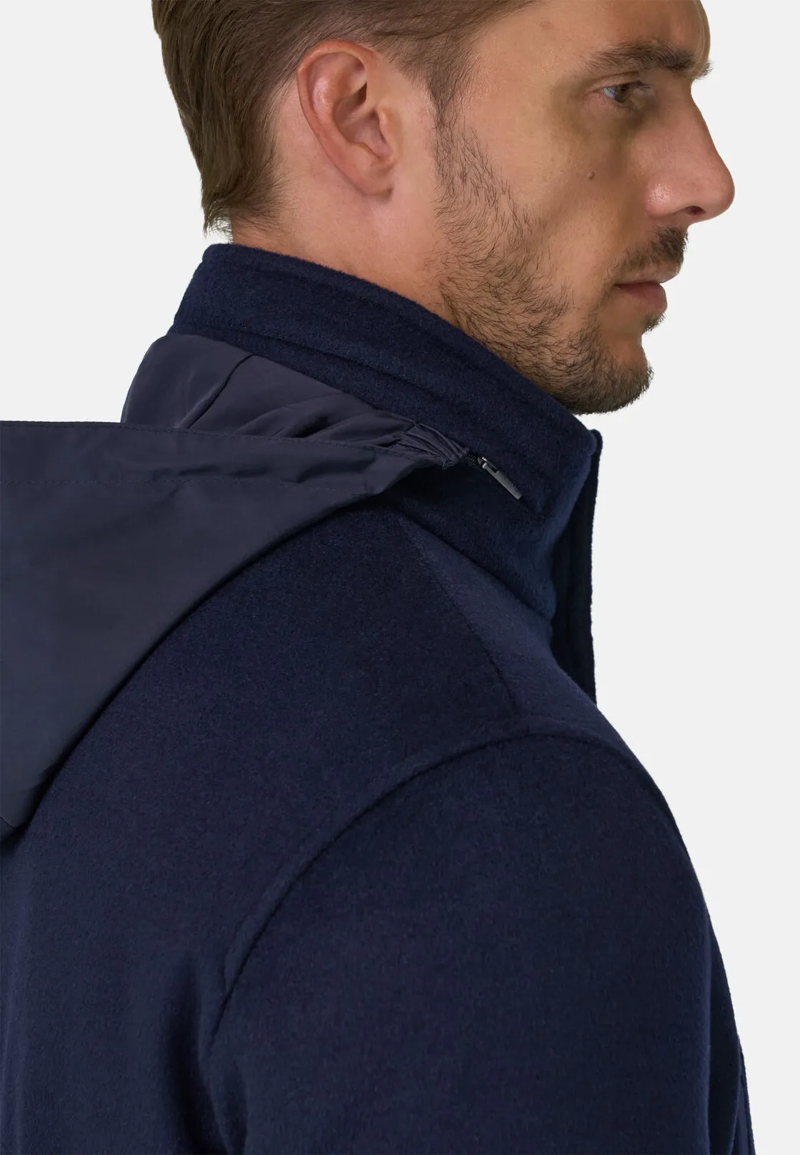 Boggi, Car Coat Imbottito In Lana Cashmere, Uomo, Navy, Taglia: 46 - immagine 5