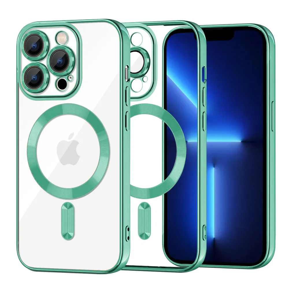 Custodia MagSafe per Apple iPhone 13 Pro Max, Techsuit, Luxury Crystal, Verde Chiaro - immagine 1