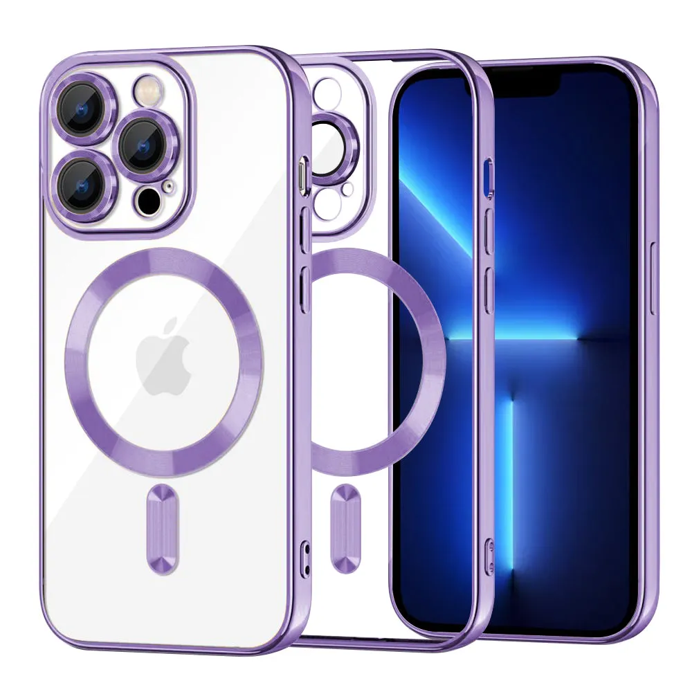 Custodia MagSafe per Apple iPhone 13 Pro Max, Techsuit, Luxury Crystal, Viola Chiaro - immagine 1