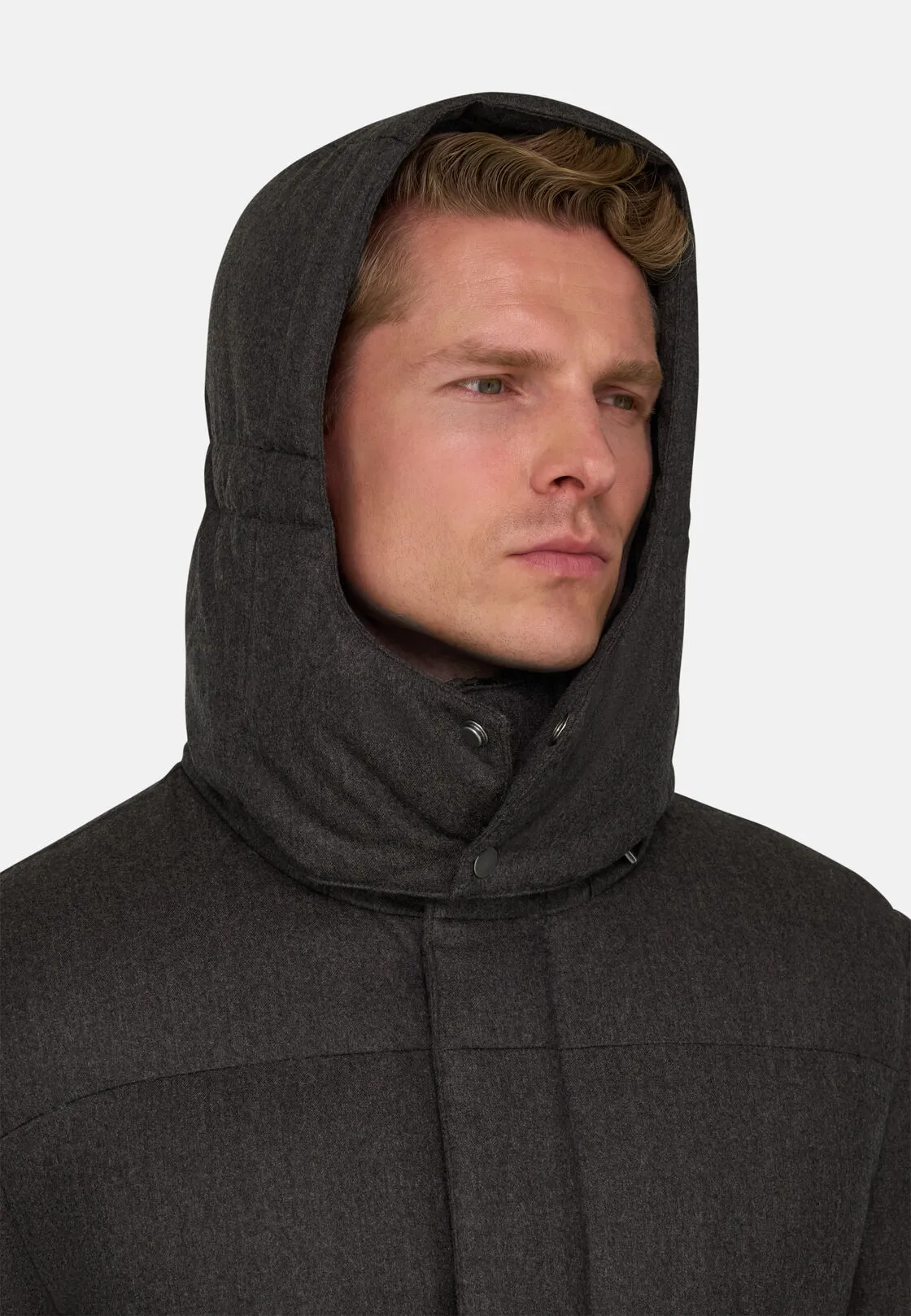 Boggi, Parka Imbottito In Piuma D'oca In Flanella Melange, Uomo, Taupe, Taglia: XXL - immagine 5