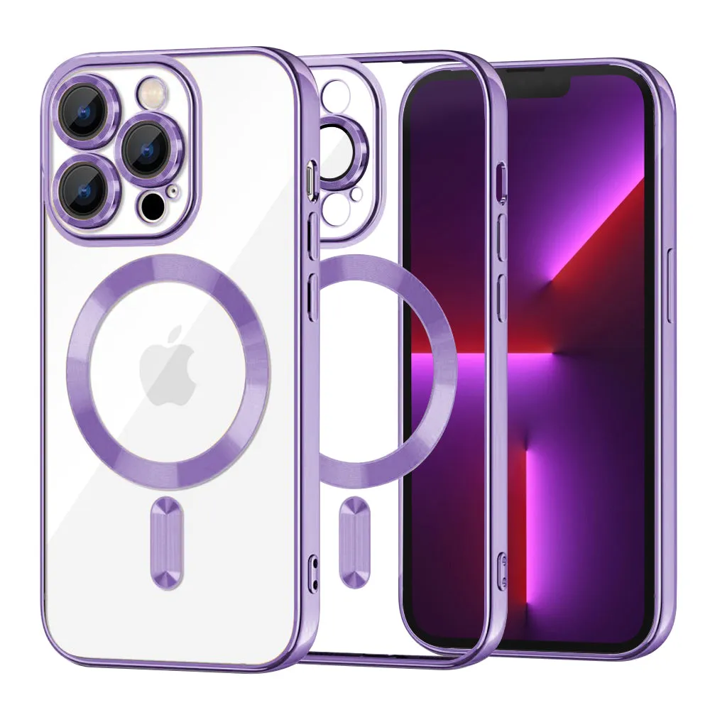 Custodia MagSafe per Apple iPhone 13 Pro, Techsuit, Luxury Crystal, Viola Chiaro - immagine 1