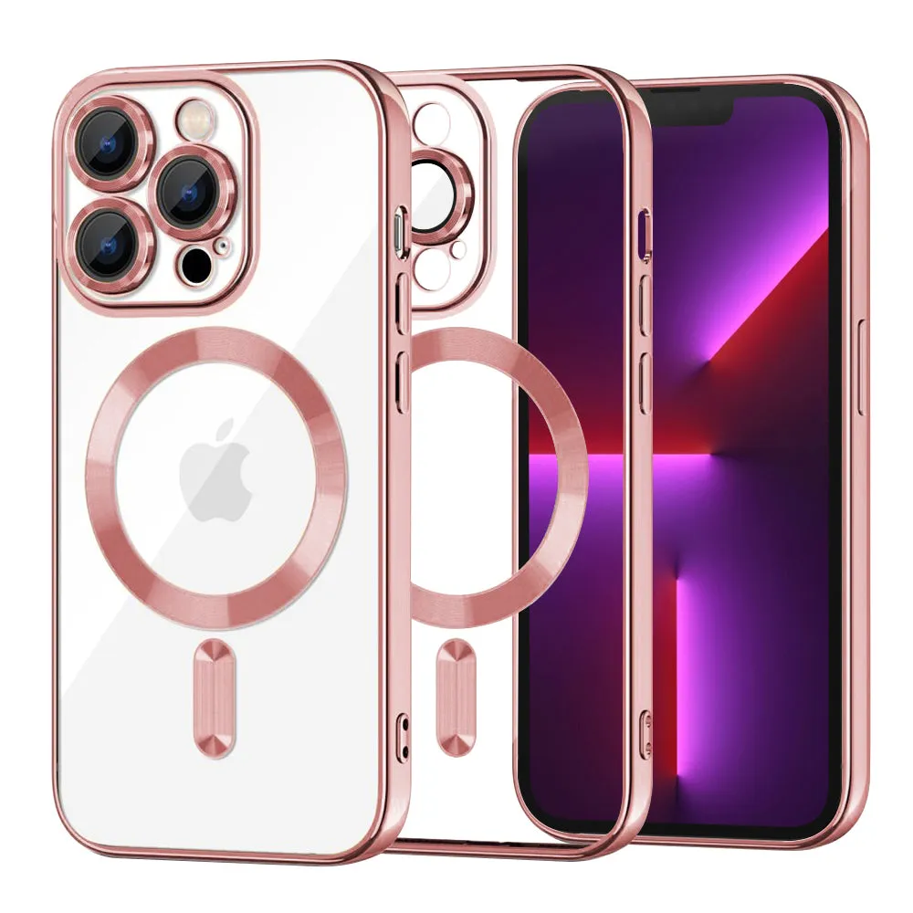 Custodia MagSafe per Apple iPhone 13 Pro, Techsuit, Luxury Crystal, Rosa - immagine 1