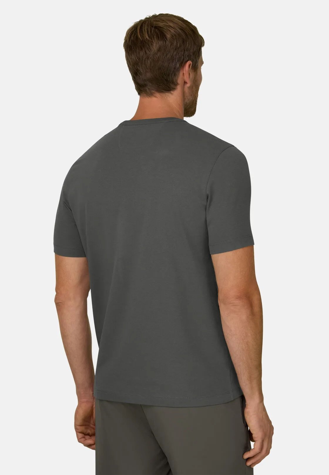Boggi, T-shirt In Jersey Diagonale Misto Cotone B Tech, Uomo, Militare, Taglia: M - immagine 4