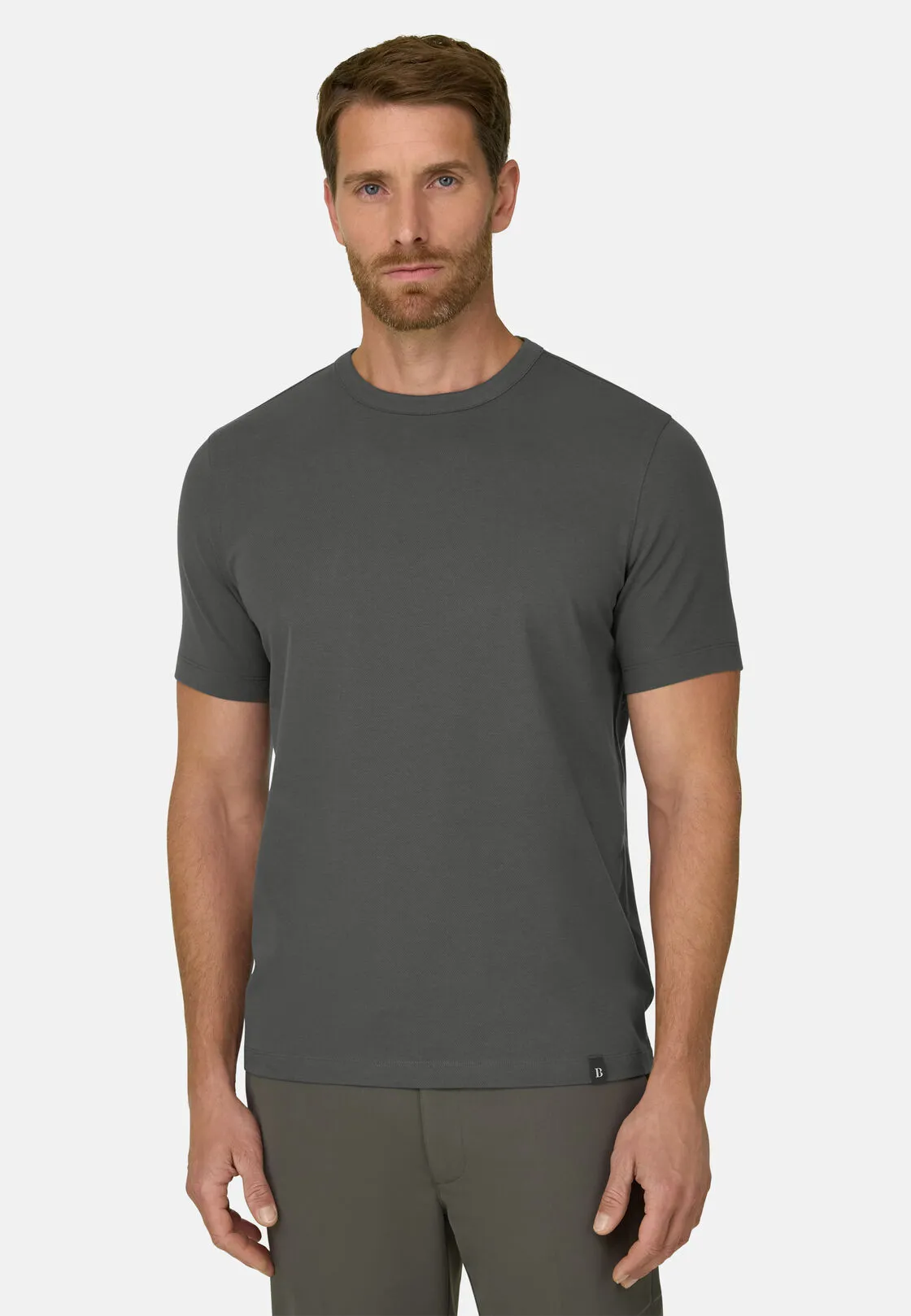 Boggi, T-shirt In Jersey Diagonale Misto Cotone B Tech, Uomo, Militare, Taglia: S - immagine 1