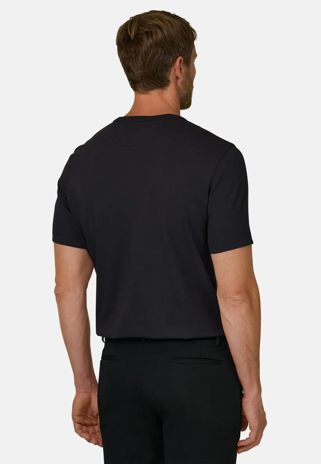 Boggi, T-shirt In Jersey Diagonale Misto Cotone B Tech, Uomo, Nero, Taglia: M - immagine 4