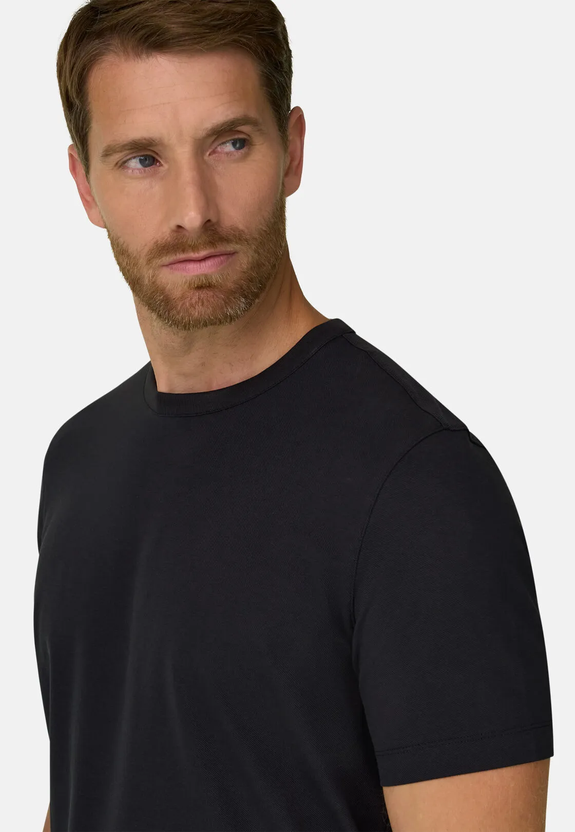 Boggi, T-shirt In Jersey Diagonale Misto Cotone B Tech, Uomo, Nero, Taglia: S - immagine 3