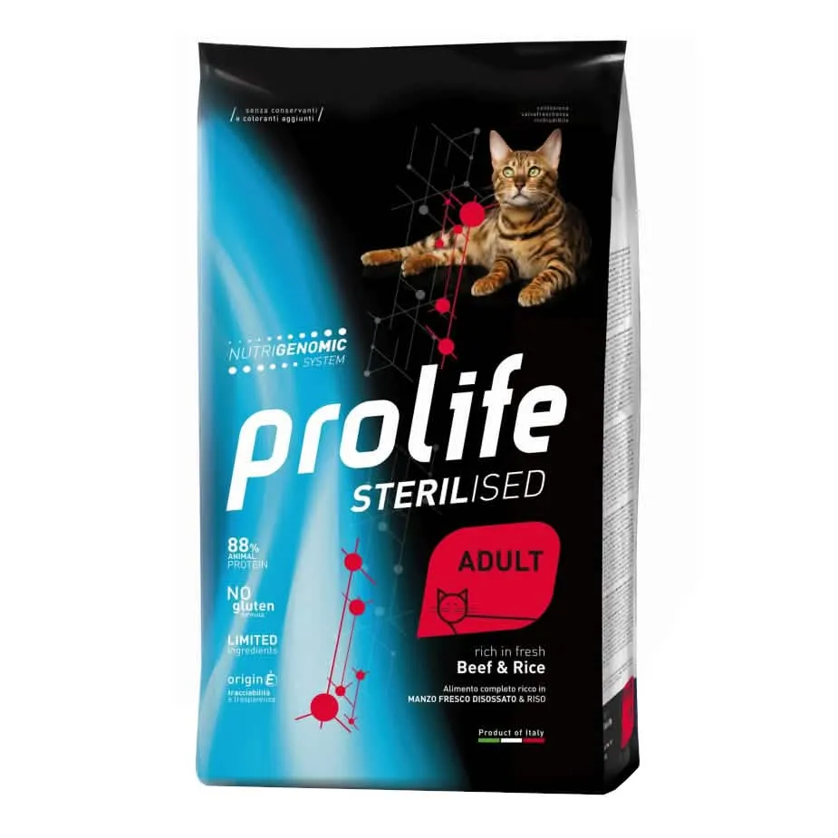Prolife cat sterilised adult beef & rice 1,5 kg - immagine 1