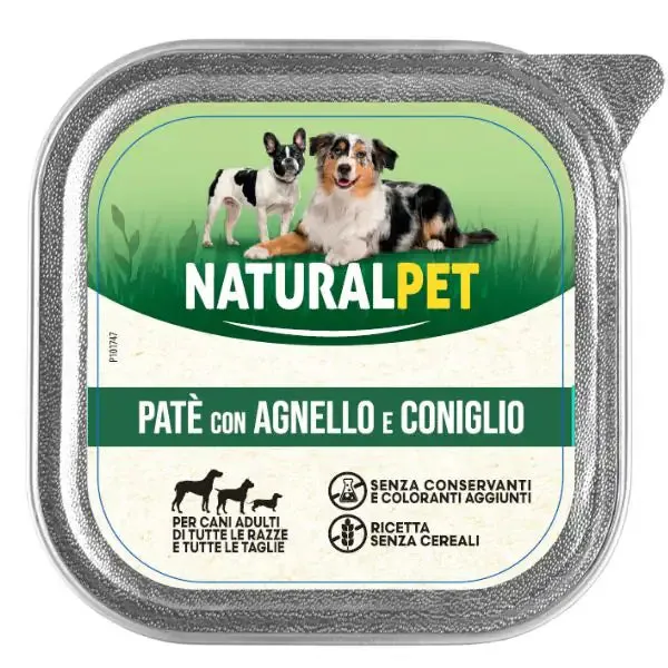 NaturalPet Dog Adult Patè 150 gr Agnello e Coniglio - confezione da 6 pezzi - immagine 1