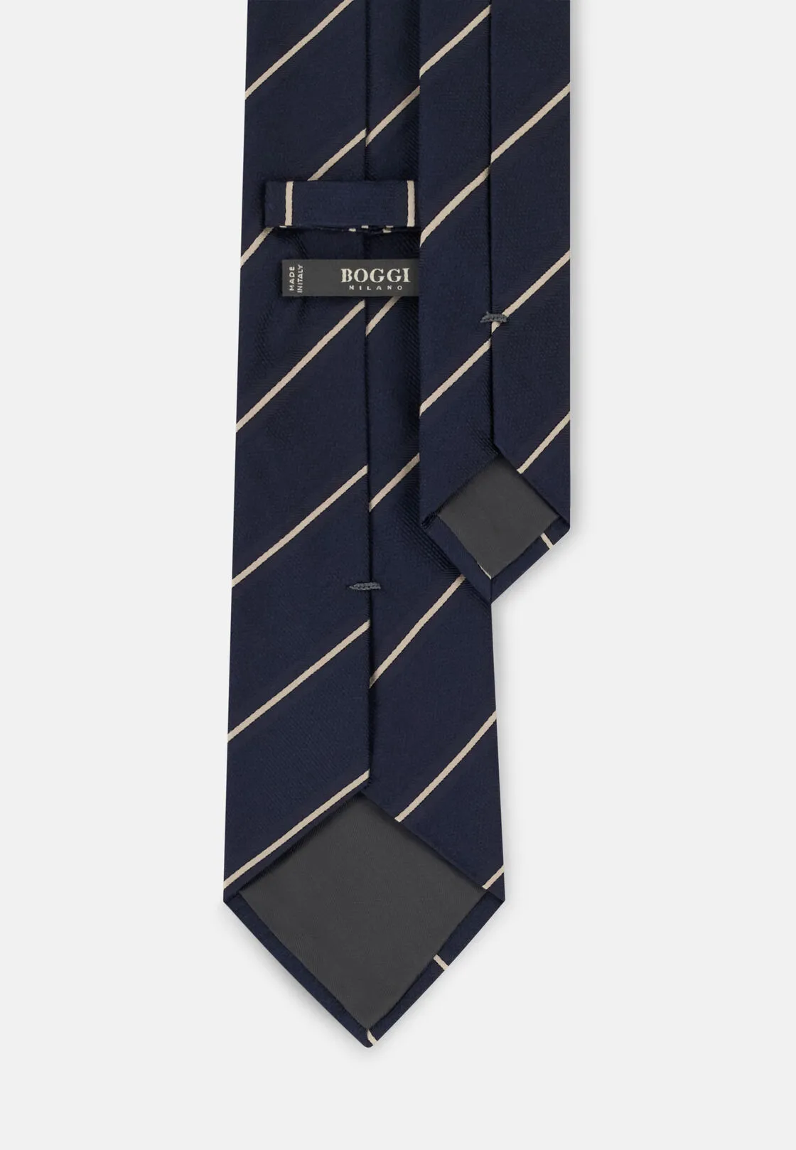 Boggi, Cravatta Jacquard Motivo Righe In Seta, Uomo, Navy - immagine 3