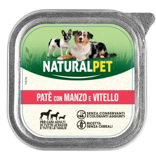 NaturalPet Dog Adult Patè 150 gr Manzo e vitello - confezione da 6 pezzi - immagine 1