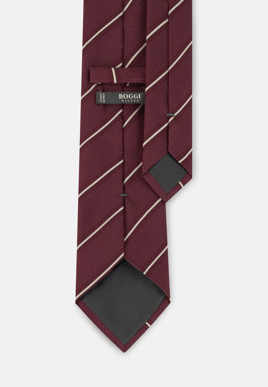 Boggi, Cravatta Jacquard Motivo Righe In Seta, Uomo, Burgundy - immagine 3