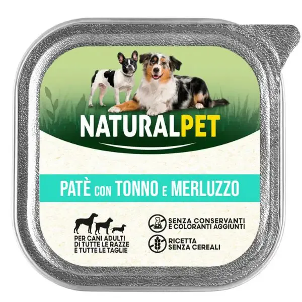NaturalPet Dog Adult Patè 150 gr Tonno e merluzzo - confezione da 6 pezzi - immagine 1