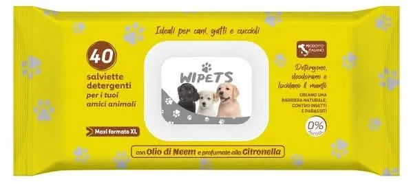 Wipets Salviettine Detergenti per Animali con Olio di Neem e Citronella - 40 Pezzi - immagine 1
