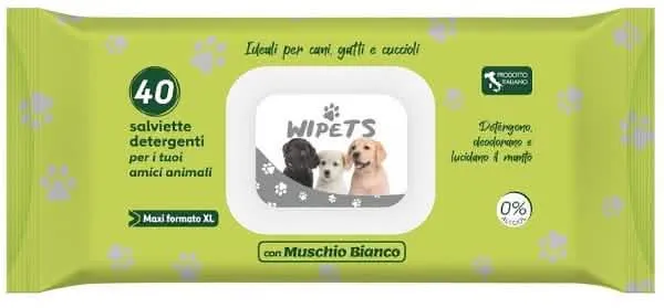 Wipets salviettine detergenti per animali muschio bianco 40 pezzi - immagine 1