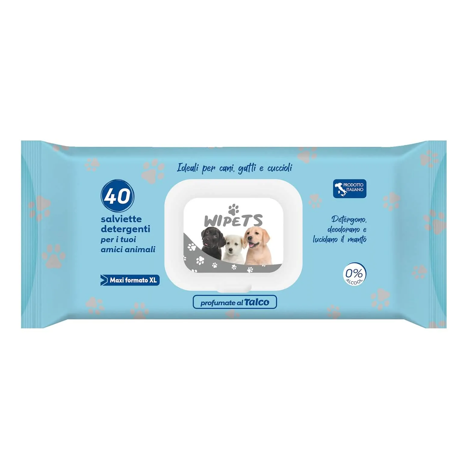 Wipets salviettine detergenti per animali talco 40 pezzi - immagine 1