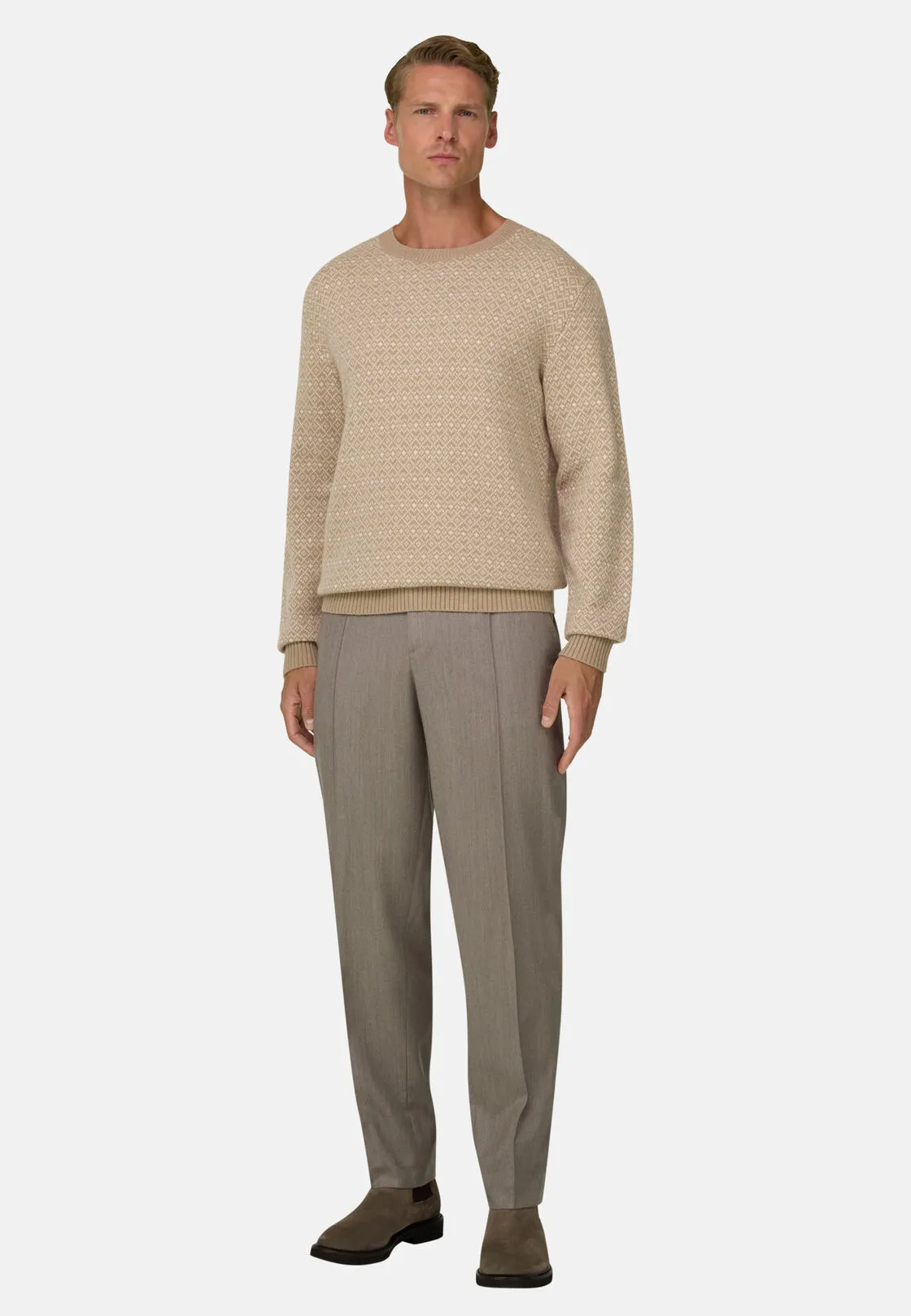 Boggi, Girocollo In Lana Cashmere Con Motivo Jacquard., Uomo, , Taglia: L - immagine 2
